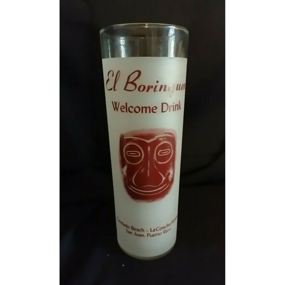 El Borinquen Tiki Bar Cocktail Glass  Condado Beach La Concha Hotel San Juan